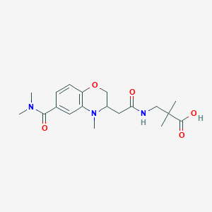 molecular formula C19H27N3O5 B5483291 3-[({6-[(dimethylamino)carbonyl]-4-methyl-3,4-dihydro-2H-1,4-benzoxazin-3-yl}acetyl)amino]-2,2-dimethylpropanoic acid 