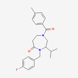 molecular formula C23H27FN2O2 B5483296 4-(4-fluorobenzyl)-3-isopropyl-1-(4-methylbenzoyl)-1,4-diazepan-5-one 