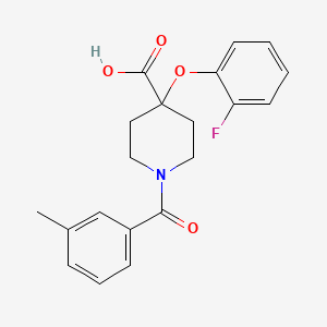 molecular formula C20H20FNO4 B5483323 4-(2-fluorophenoxy)-1-(3-methylbenzoyl)piperidine-4-carboxylic acid 