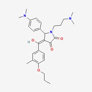 molecular formula C28H37N3O4 B5483367 5-[4-(dimethylamino)phenyl]-1-[3-(dimethylamino)propyl]-3-hydroxy-4-(3-methyl-4-propoxybenzoyl)-1,5-dihydro-2H-pyrrol-2-one 