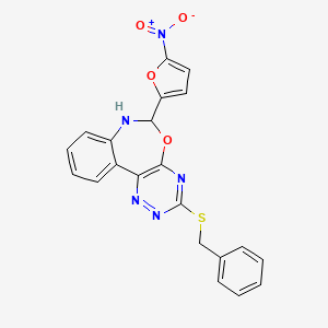 3-(benzylthio)-6-(5-nitro-2-furyl)-6,7-dihydro[1,2,4]triazino[5,6-d][3,1]benzoxazepine