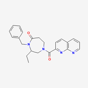 4-benzyl-3-ethyl-1-(1,8-naphthyridin-2-ylcarbonyl)-1,4-diazepan-5-one