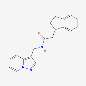 molecular formula C19H19N3O B5483579 2-(2,3-dihydro-1H-inden-1-yl)-N-(pyrazolo[1,5-a]pyridin-3-ylmethyl)acetamide 