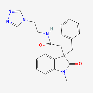 molecular formula C22H23N5O2 B5483595 2-(3-benzyl-1-methyl-2-oxo-2,3-dihydro-1H-indol-3-yl)-N-[2-(4H-1,2,4-triazol-4-yl)ethyl]acetamide 