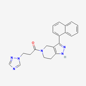 molecular formula C21H20N6O B5483599 3-(1-naphthyl)-5-[3-(1H-1,2,4-triazol-1-yl)propanoyl]-4,5,6,7-tetrahydro-1H-pyrazolo[4,3-c]pyridine 