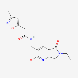 molecular formula C17H20N4O4 B5483614 N-[(6-ethyl-2-methoxy-5-oxo-6,7-dihydro-5H-pyrrolo[3,4-b]pyridin-3-yl)methyl]-2-(3-methylisoxazol-5-yl)acetamide 