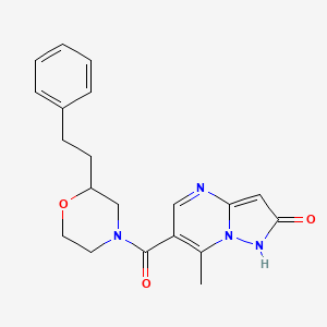 molecular formula C20H22N4O3 B5483656 7-methyl-6-{[2-(2-phenylethyl)-4-morpholinyl]carbonyl}pyrazolo[1,5-a]pyrimidin-2(1H)-one 