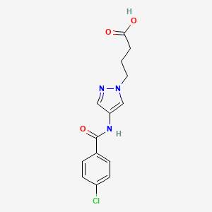 molecular formula C14H14ClN3O3 B5483716 4-{4-[(4-chlorobenzoyl)amino]-1H-pyrazol-1-yl}butanoic acid 