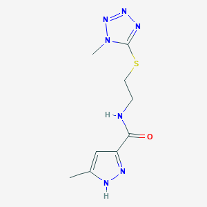 3-methyl-N-{2-[(1-methyl-1H-tetrazol-5-yl)thio]ethyl}-1H-pyrazole-5-carboxamide