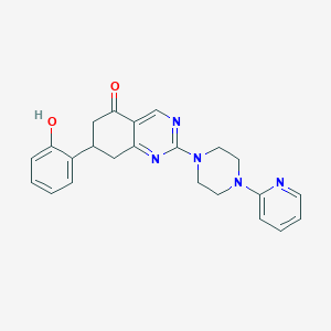 molecular formula C23H23N5O2 B5483802 7-(2-hydroxyphenyl)-2-[4-(2-pyridinyl)-1-piperazinyl]-7,8-dihydro-5(6H)-quinazolinone 