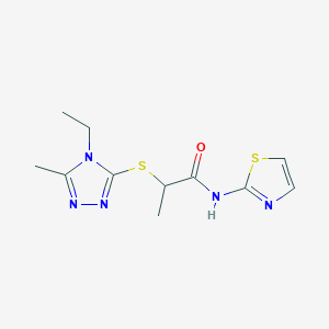 2-[(4-ethyl-5-methyl-4H-1,2,4-triazol-3-yl)thio]-N-1,3-thiazol-2-ylpropanamide