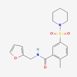 molecular formula C18H22N2O4S B5483858 N-(2-furylmethyl)-2-methyl-5-(1-piperidinylsulfonyl)benzamide 