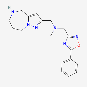 molecular formula C18H22N6O B5483889 N-methyl-1-(5-phenyl-1,2,4-oxadiazol-3-yl)-N-(5,6,7,8-tetrahydro-4H-pyrazolo[1,5-a][1,4]diazepin-2-ylmethyl)methanamine 