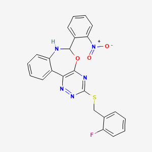 3-[(2-fluorobenzyl)thio]-6-(2-nitrophenyl)-6,7-dihydro[1,2,4]triazino[5,6-d][3,1]benzoxazepine