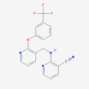 molecular formula C19H13F3N4O B5483973 2-[({2-[3-(trifluoromethyl)phenoxy]pyridin-3-yl}methyl)amino]nicotinonitrile 