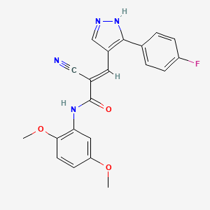 2-cyano-N-(2,5-dimethoxyphenyl)-3-[3-(4-fluorophenyl)-1H-pyrazol-4-yl]acrylamide