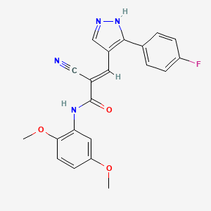 molecular formula C21H17FN4O3 B5483980 2-cyano-N-(2,5-dimethoxyphenyl)-3-[3-(4-fluorophenyl)-1H-pyrazol-4-yl]acrylamide 