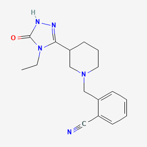 molecular formula C17H21N5O B5484011 2-{[3-(4-ethyl-5-oxo-4,5-dihydro-1H-1,2,4-triazol-3-yl)piperidin-1-yl]methyl}benzonitrile 