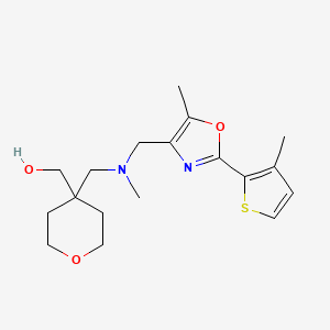 molecular formula C18H26N2O3S B5484078 {4-[(methyl{[5-methyl-2-(3-methyl-2-thienyl)-1,3-oxazol-4-yl]methyl}amino)methyl]tetrahydro-2H-pyran-4-yl}methanol 