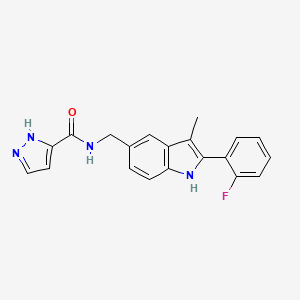 N-{[2-(2-fluorophenyl)-3-methyl-1H-indol-5-yl]methyl}-1H-pyrazole-3-carboxamide