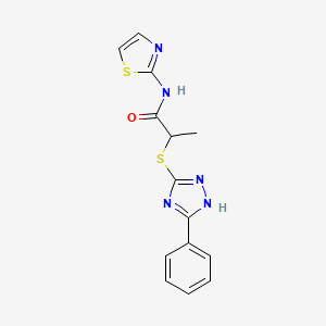 molecular formula C14H13N5OS2 B5484118 2-[(5-phenyl-4H-1,2,4-triazol-3-yl)thio]-N-1,3-thiazol-2-ylpropanamide 