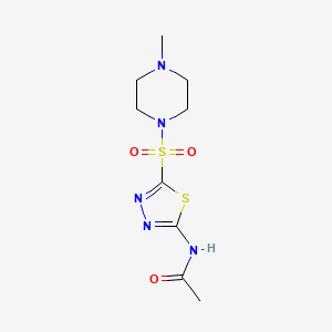 molecular formula C9H15N5O3S2 B5484131 N-{5-[(4-methyl-1-piperazinyl)sulfonyl]-1,3,4-thiadiazol-2-yl}acetamide 