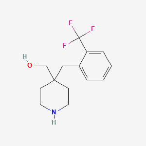 molecular formula C14H18F3NO B5484140 {4-[2-(trifluoromethyl)benzyl]-4-piperidinyl}methanol hydrochloride 