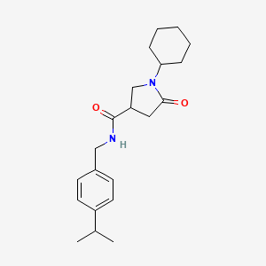molecular formula C21H30N2O2 B5484164 1-cyclohexyl-N-(4-isopropylbenzyl)-5-oxo-3-pyrrolidinecarboxamide 