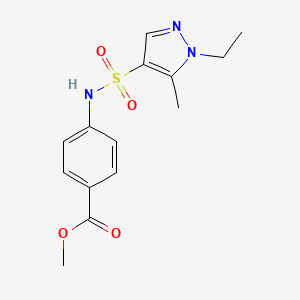 molecular formula C14H17N3O4S B5484166 methyl 4-{[(1-ethyl-5-methyl-1H-pyrazol-4-yl)sulfonyl]amino}benzoate 