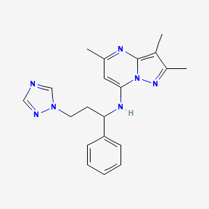 molecular formula C20H23N7 B5484259 2,3,5-trimethyl-N-[1-phenyl-3-(1H-1,2,4-triazol-1-yl)propyl]pyrazolo[1,5-a]pyrimidin-7-amine 