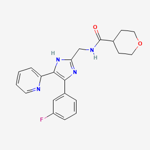N-{[4-(3-fluorophenyl)-5-pyridin-2-yl-1H-imidazol-2-yl]methyl}tetrahydro-2H-pyran-4-carboxamide