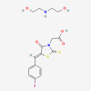 molecular formula C16H19FN2O5S2 B5484295 [5-(4-fluorobenzylidene)-4-oxo-2-thioxo-1,3-thiazolidin-3-yl]acetic acid - 2,2'-iminodiethanol (1:1) 