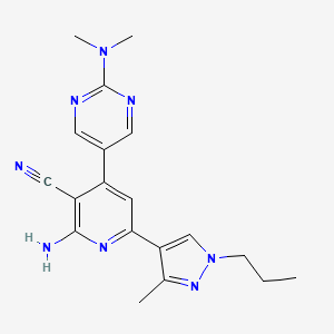 molecular formula C19H22N8 B5484305 2-amino-4-[2-(dimethylamino)pyrimidin-5-yl]-6-(3-methyl-1-propyl-1H-pyrazol-4-yl)nicotinonitrile 