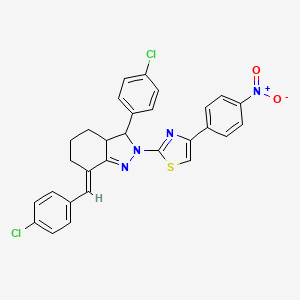 7-(4-chlorobenzylidene)-3-(4-chlorophenyl)-2-[4-(4-nitrophenyl)-1,3-thiazol-2-yl]-3,3a,4,5,6,7-hexahydro-2H-indazole