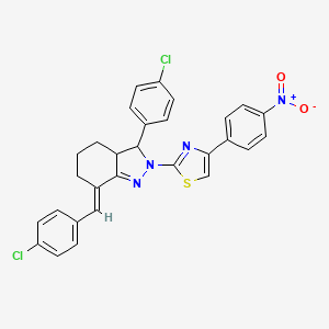 molecular formula C29H22Cl2N4O2S B5484314 7-(4-chlorobenzylidene)-3-(4-chlorophenyl)-2-[4-(4-nitrophenyl)-1,3-thiazol-2-yl]-3,3a,4,5,6,7-hexahydro-2H-indazole 