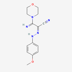 molecular formula C14H17N5O2 B5484330 3-imino-2-[(4-methoxyphenyl)hydrazono]-3-(4-morpholinyl)propanenitrile 