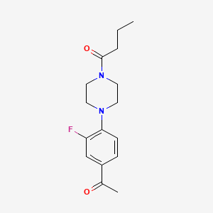 molecular formula C16H21FN2O2 B5484336 1-[4-(4-butyryl-1-piperazinyl)-3-fluorophenyl]ethanone 