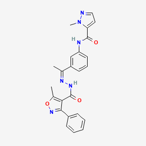 molecular formula C24H22N6O3 B5484376 1-methyl-N-(3-{N-[(5-methyl-3-phenyl-4-isoxazolyl)carbonyl]ethanehydrazonoyl}phenyl)-1H-pyrazole-5-carboxamide 