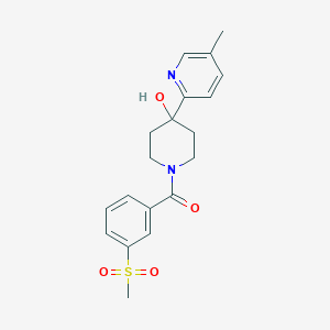 molecular formula C19H22N2O4S B5484460 4-(5-methylpyridin-2-yl)-1-[3-(methylsulfonyl)benzoyl]piperidin-4-ol 