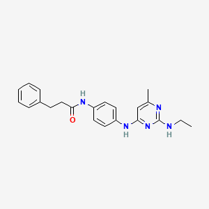 molecular formula C22H25N5O B5484468 N-(4-{[2-(ethylamino)-6-methyl-4-pyrimidinyl]amino}phenyl)-3-phenylpropanamide 