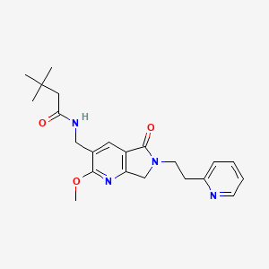 molecular formula C22H28N4O3 B5484484 N-{[2-methoxy-5-oxo-6-(2-pyridin-2-ylethyl)-6,7-dihydro-5H-pyrrolo[3,4-b]pyridin-3-yl]methyl}-3,3-dimethylbutanamide 