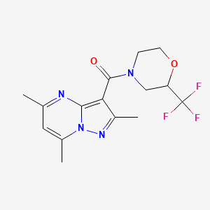 molecular formula C15H17F3N4O2 B5484513 2,5,7-trimethyl-3-{[2-(trifluoromethyl)morpholin-4-yl]carbonyl}pyrazolo[1,5-a]pyrimidine 