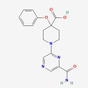 molecular formula C17H18N4O4 B5484590 1-[6-(aminocarbonyl)pyrazin-2-yl]-4-phenoxypiperidine-4-carboxylic acid 