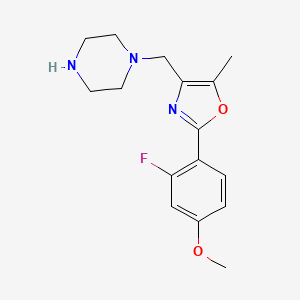 molecular formula C16H20FN3O2 B5484650 1-{[2-(2-fluoro-4-methoxyphenyl)-5-methyl-1,3-oxazol-4-yl]methyl}piperazine hydrochloride 