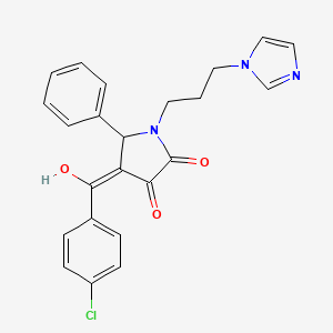 molecular formula C23H20ClN3O3 B5484675 4-(4-chlorobenzoyl)-3-hydroxy-1-[3-(1H-imidazol-1-yl)propyl]-5-phenyl-1,5-dihydro-2H-pyrrol-2-one 