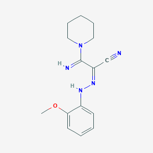 3-imino-2-[(2-methoxyphenyl)hydrazono]-3-(1-piperidinyl)propanenitrile
