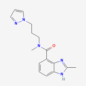 molecular formula C16H19N5O B5484834 N,2-dimethyl-N-[3-(1H-pyrazol-1-yl)propyl]-1H-benzimidazole-4-carboxamide 