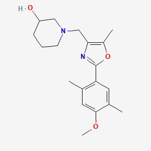 molecular formula C19H26N2O3 B5484845 1-{[2-(4-methoxy-2,5-dimethylphenyl)-5-methyl-1,3-oxazol-4-yl]methyl}piperidin-3-ol 