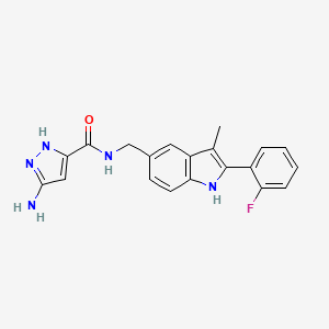 molecular formula C20H18FN5O B5484888 5-amino-N-{[2-(2-fluorophenyl)-3-methyl-1H-indol-5-yl]methyl}-1H-pyrazole-3-carboxamide 