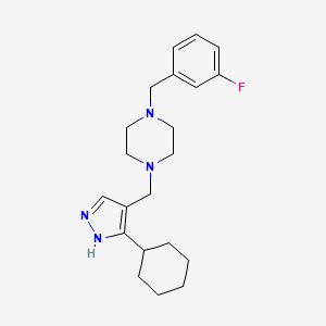 molecular formula C21H29FN4 B5484935 1-[(3-cyclohexyl-1H-pyrazol-4-yl)methyl]-4-(3-fluorobenzyl)piperazine 